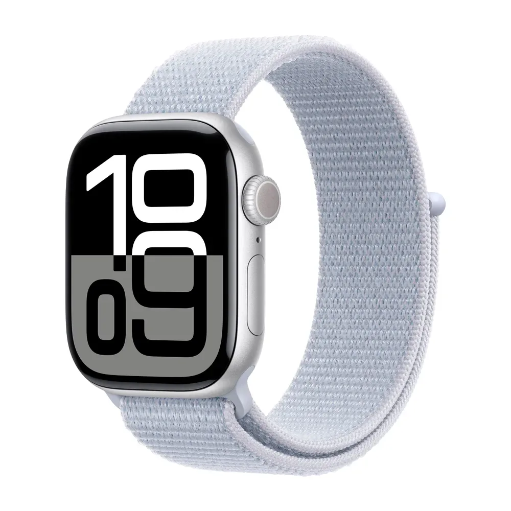 Умные часы Apple Watch Series 10 GPS, 42mm, Silver Aluminium Case with Sport Loop, Blue Cloud