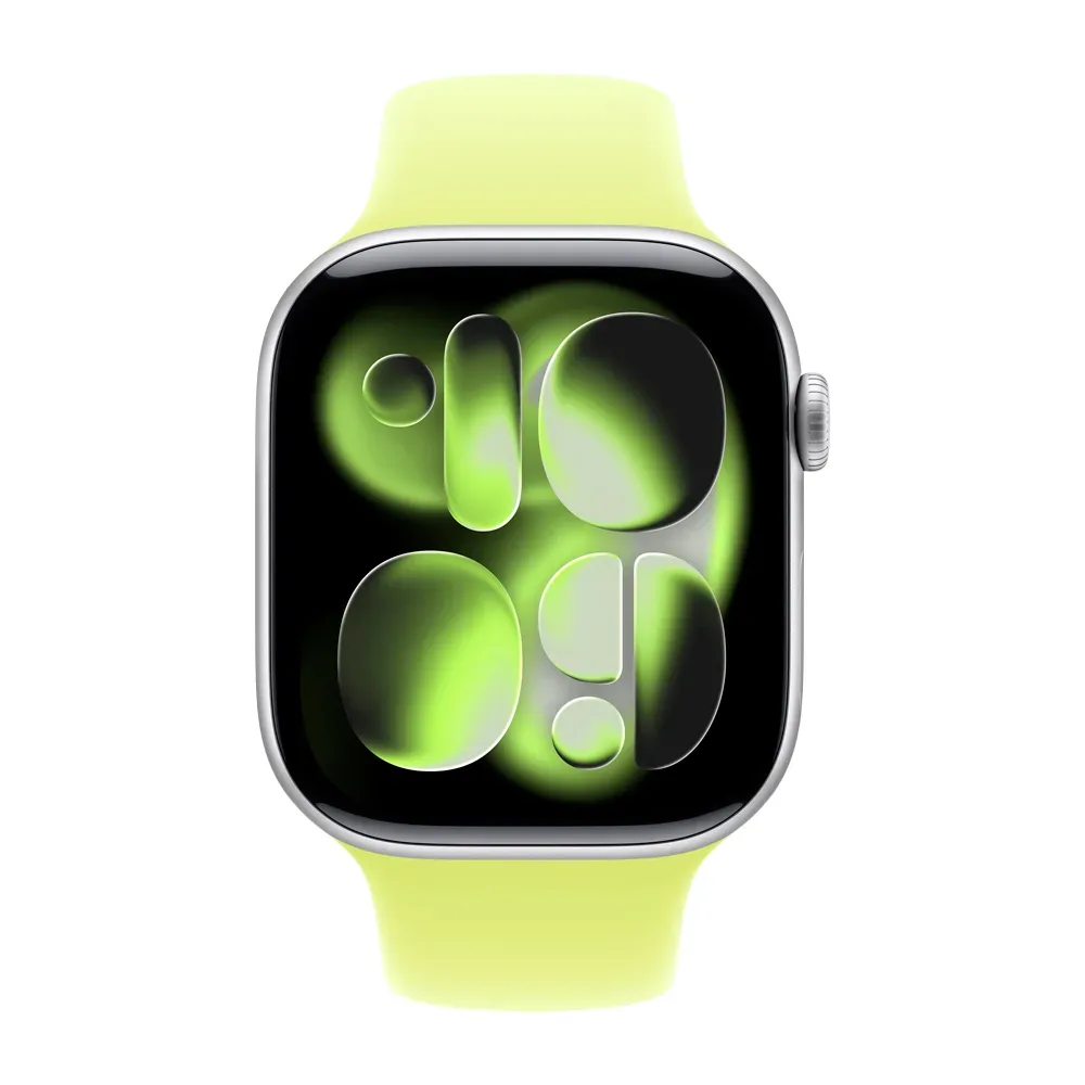 Умные часы Apple Watch Series 11 GPS, 46mm, Silver Aluminium Case with Neon Yellow Sport Band, S/M