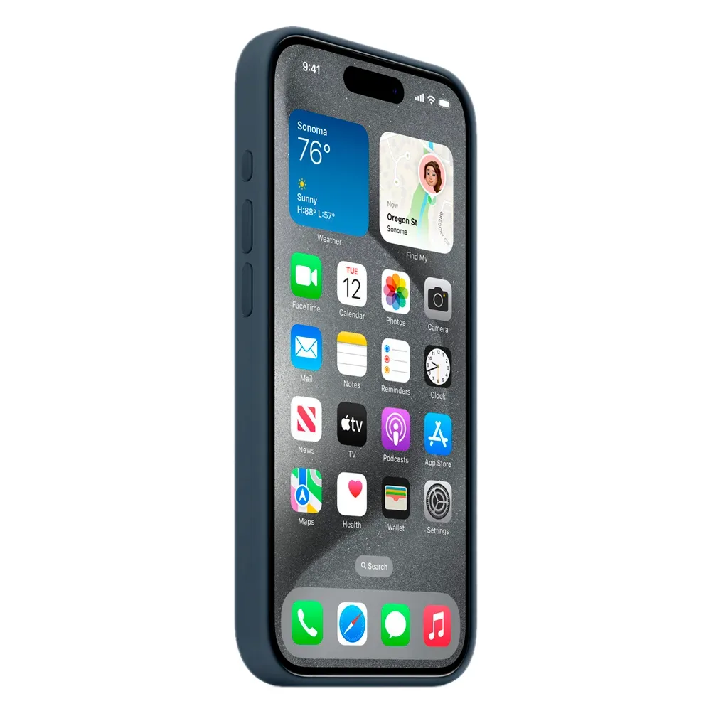 Силиконовый чехол с поддержкой MagSafe Apple Silicone Case для iPhone 15 Pro, Storm Blue (Штормовое небо)