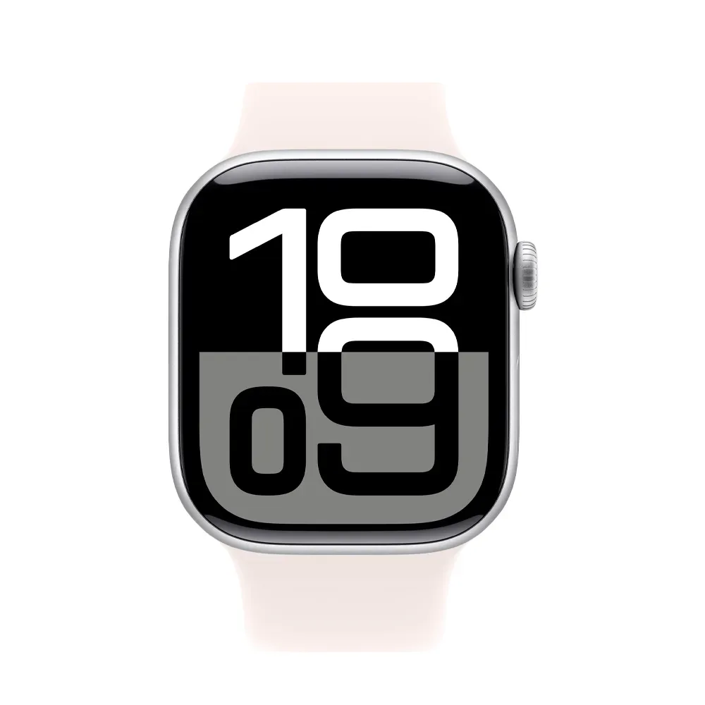 Умные часы Apple Watch Series 10 GPS, 42mm, Silver Aluminium Case with Sport Band M/L, Light Blush (Серебристый)