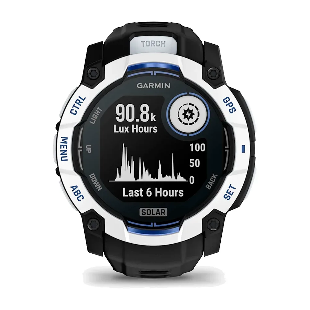 Умные часы Garmin Instinct 3, 50mm, Solar Whitestone with Black/Bolt Blue Band (010-02935-03)