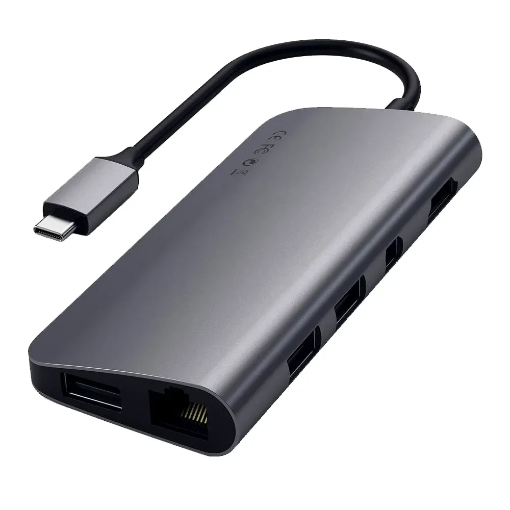 USB-концентратор Satechi USB-C Multi-Port V2, Ethernet / 4K HDMI / Type-C / Type-A / SD & micro SD, Space Gray (Серый космос)