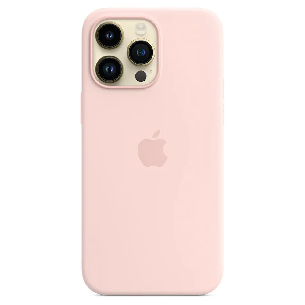 Силиконовый чехол с поддержкой MagSafe Apple Silicone Case для iPhone 14 Pro Max, Chalk Pink (Розовый мел)