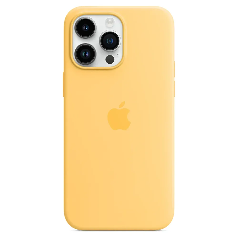 Силиконовый чехол с поддержкой MagSafe Apple Silicone Case для iPhone 14 Pro Max, Sunglow (Бледно-желтый)