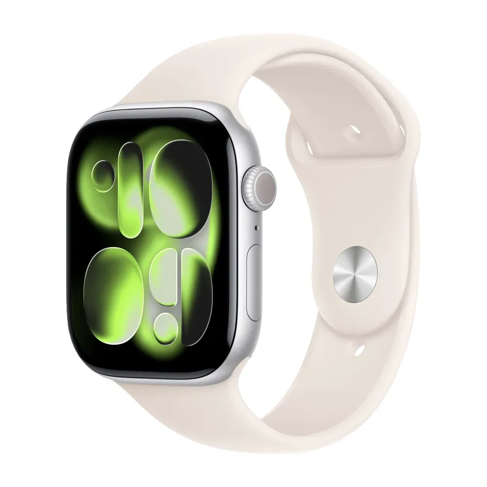 Умные часы Apple Watch Series 11 GPS, 46mm, Silver Aluminium Case with Starlight Sport Band, M/L
