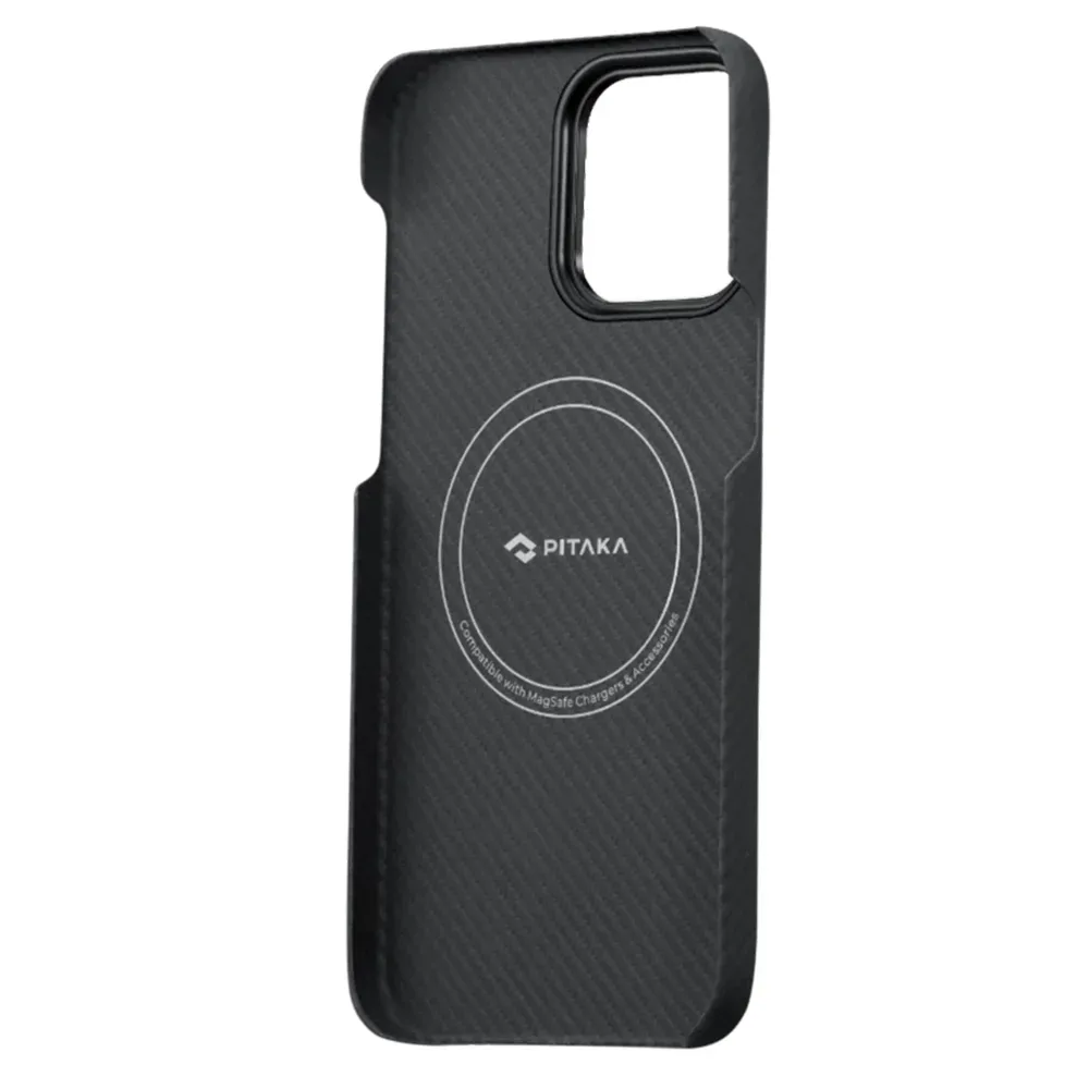 Чехол из арамидного волокна с поддержкой MagSafe PITAKA MagEZ Case 3 600D для iPhone 14 Pro, Black / Grey Twill (Cаржевое переплетение)