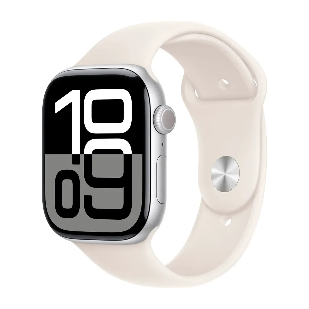 Умные часы Apple Watch Series 10 GPS, 46mm, Silver Aluminium Case with Sport Band S/M, Starlight (Серебристый)