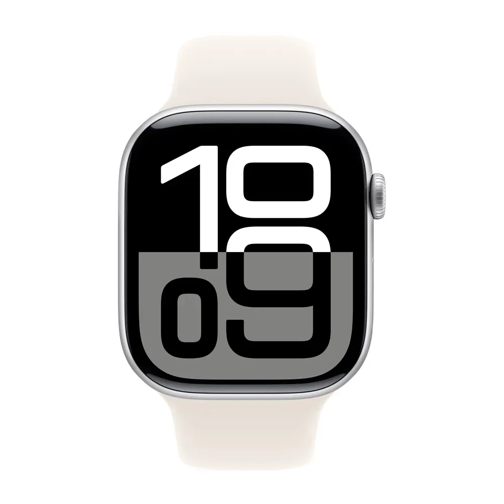 Умные часы Apple Watch Series 10 GPS, 46mm, Silver Aluminium Case with Sport Band S/M, Starlight (Серебристый)
