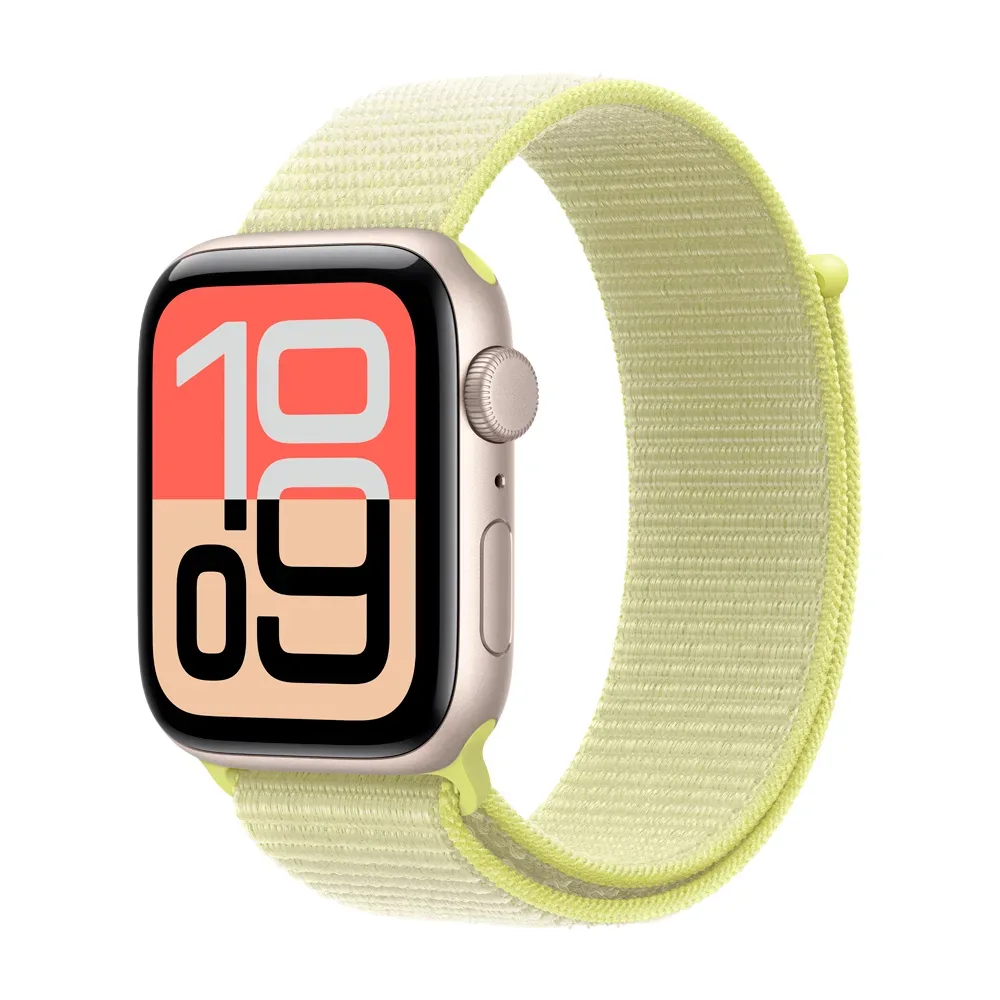 Умные часы Apple Watch SE 3 (2025) GPS, 44mm, Starlight Aluminium Case with Neon Yellow Sport Loop