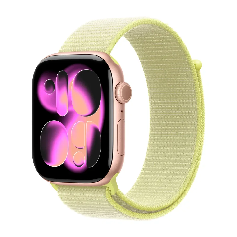 Умные часы Apple Watch Series 11 GPS, 46mm, Rose Gold Aluminium Case with Neon Yellow Sport Loop