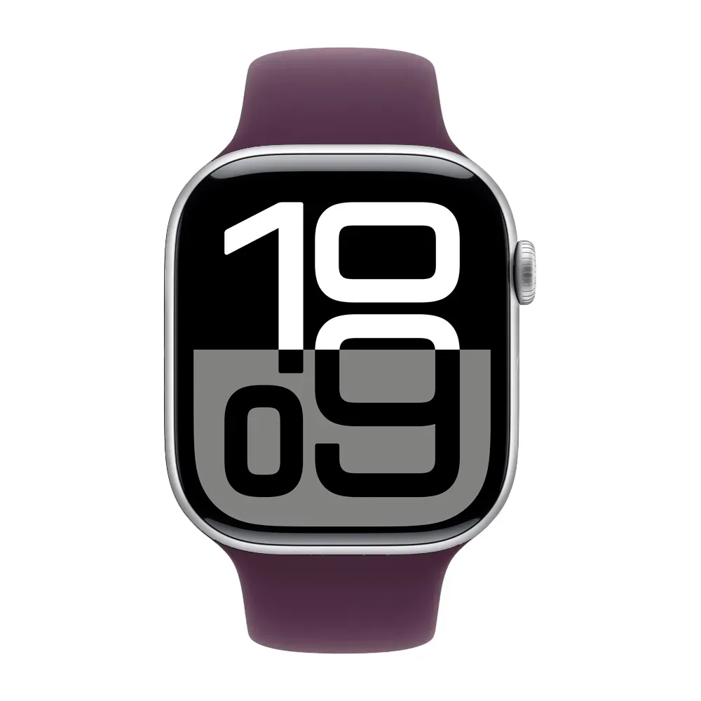 Умные часы Apple Watch Series 10 GPS, 46mm, Silver Aluminium Case with Sport Band M/L, Plum (Серебристый)