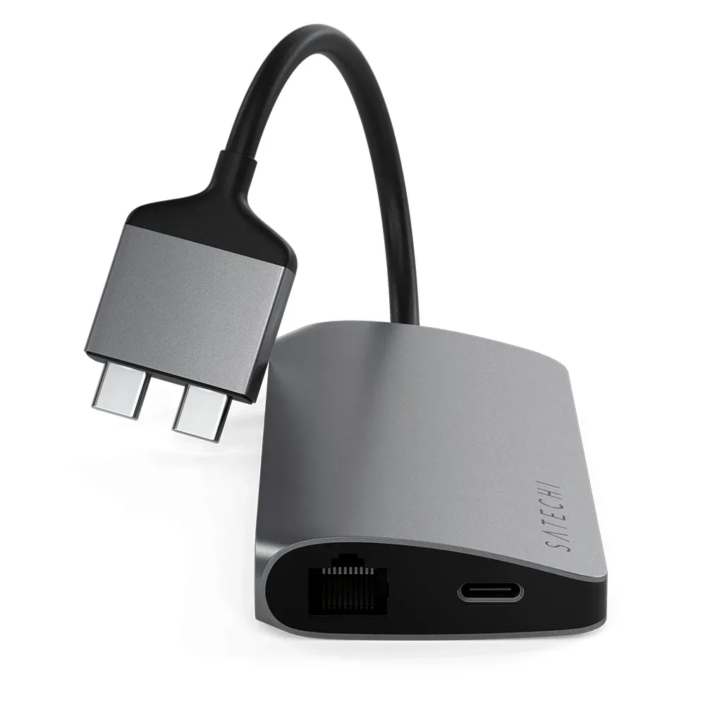 USB-концентратор Satechi Type-C Dual Multimedia Adapter, 3 разъема, Space Gray (Серый космос)