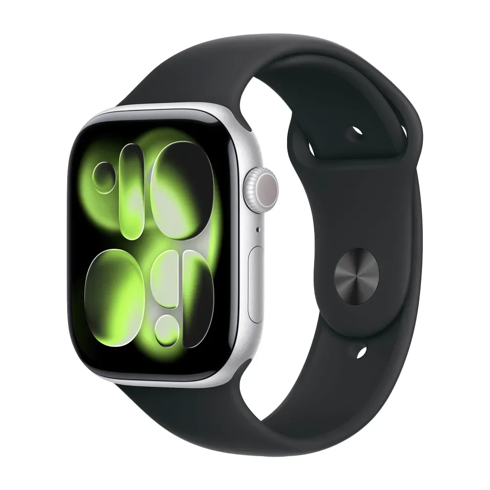 Умные часы Apple Watch Series 11 GPS, 46mm, Silver Aluminium Case with Black Sport Band, S/M