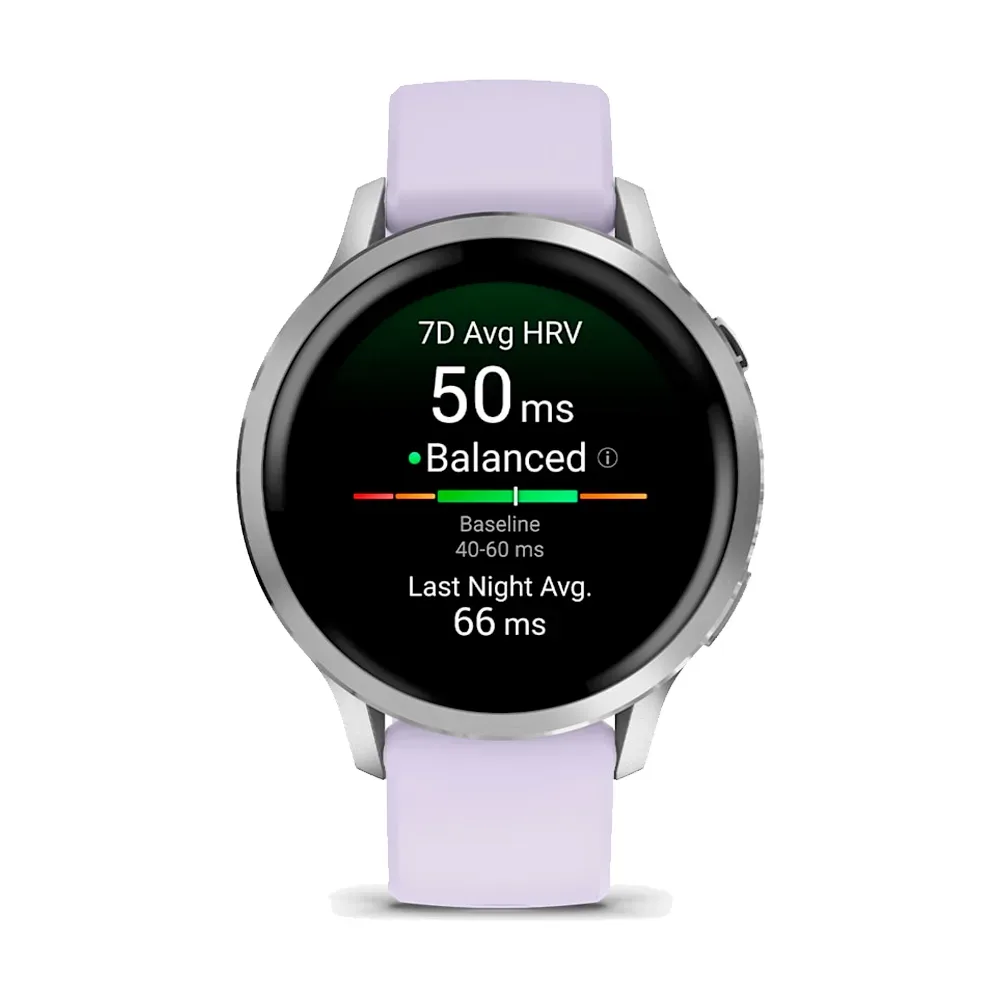 Умные часы Garmin Venu 4, 41mm, Silver with Periwinkle Silicone Band (010-03013-01)