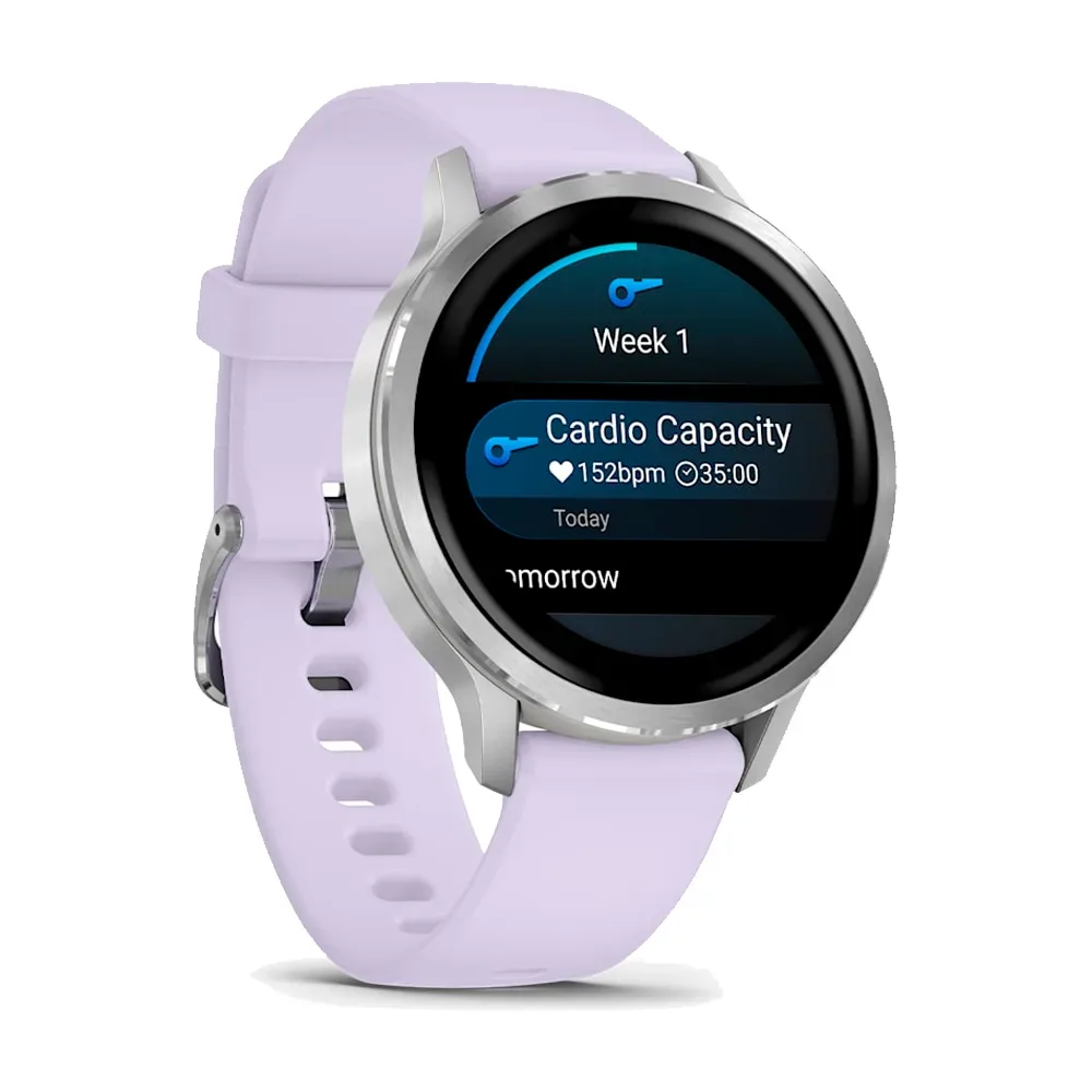 Умные часы Garmin Venu 4, 41mm, Silver with Periwinkle Silicone Band (010-03013-01)