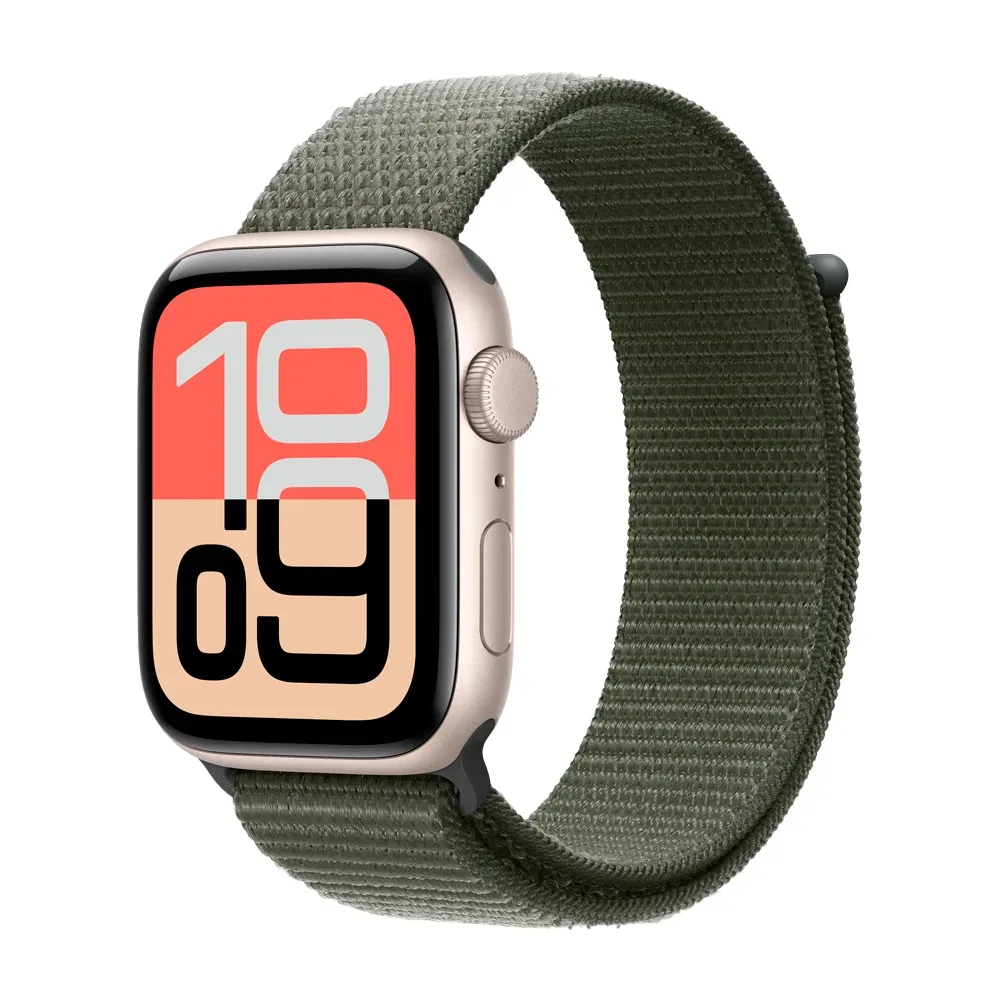 Умные часы Apple Watch SE 3 (2025) GPS, 44mm, Starlight Aluminium Case with Forest Sport Loop