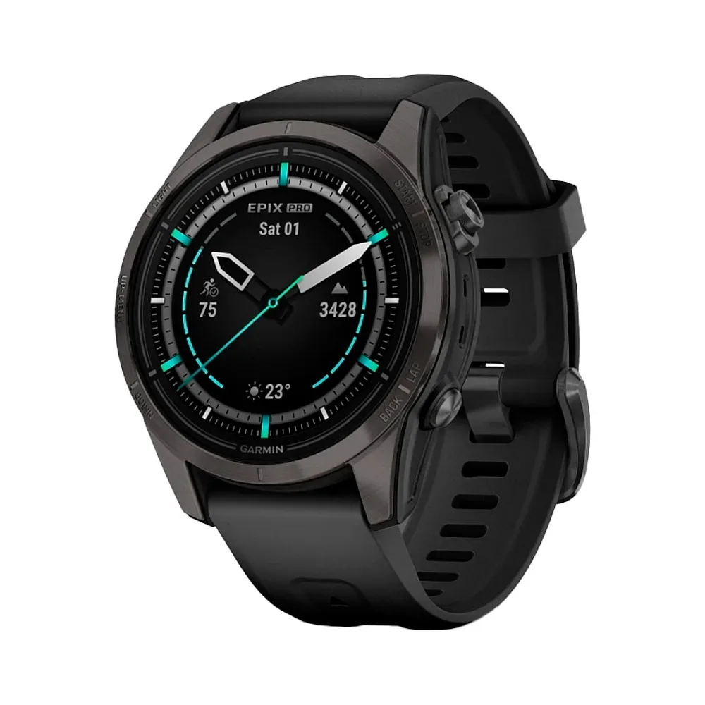Умные часы Garmin Epix Pro (Gen 2), 42mm, Sapphire Edition Carbon Gray DLC Titanium with Black Band (010-02802-15)