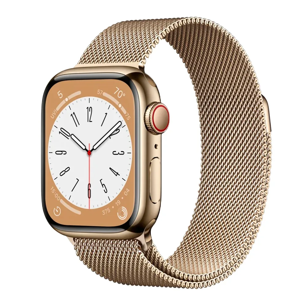 Умные часы Apple Watch Series 8 GPS + Cellular, 41mm, Gold Stainless Steel Case with Gold Milanese Loop (Золотой)