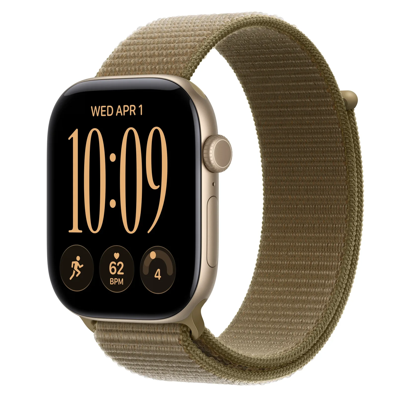 Умные часы Apple Watch Series 12 GPS, 46mm, Light Gold Aluminum Case with Olive Sport Loop