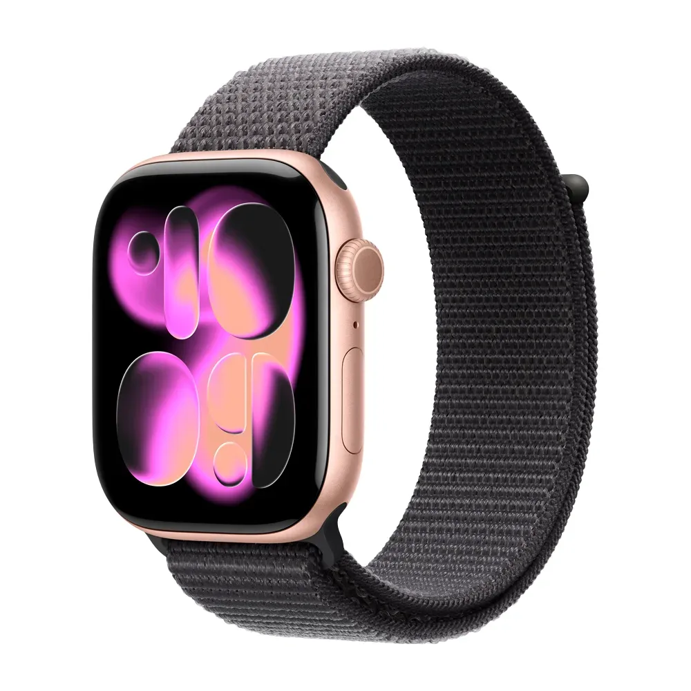 Умные часы Apple Watch Series 11 GPS, 46mm, Rose Gold Aluminium Case with Dark Gray Sport Loop