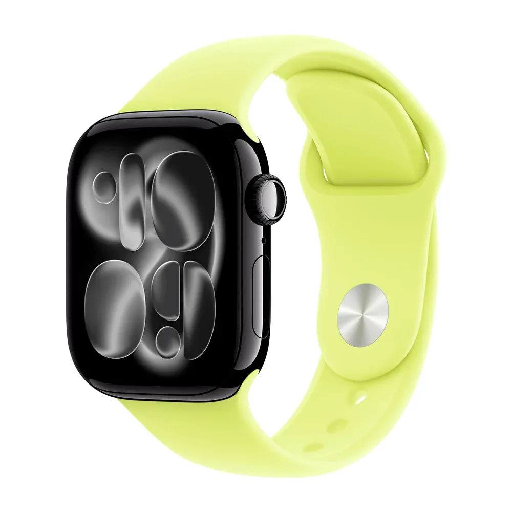 Умные часы Apple Watch Series 11 GPS, 42mm, Jet Black Aluminium Case with Neon Yellow Sport Band, M/L