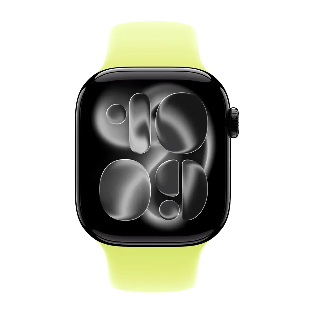 Умные часы Apple Watch Series 11 GPS, 42mm, Jet Black Aluminium Case with Neon Yellow Sport Band, M/L