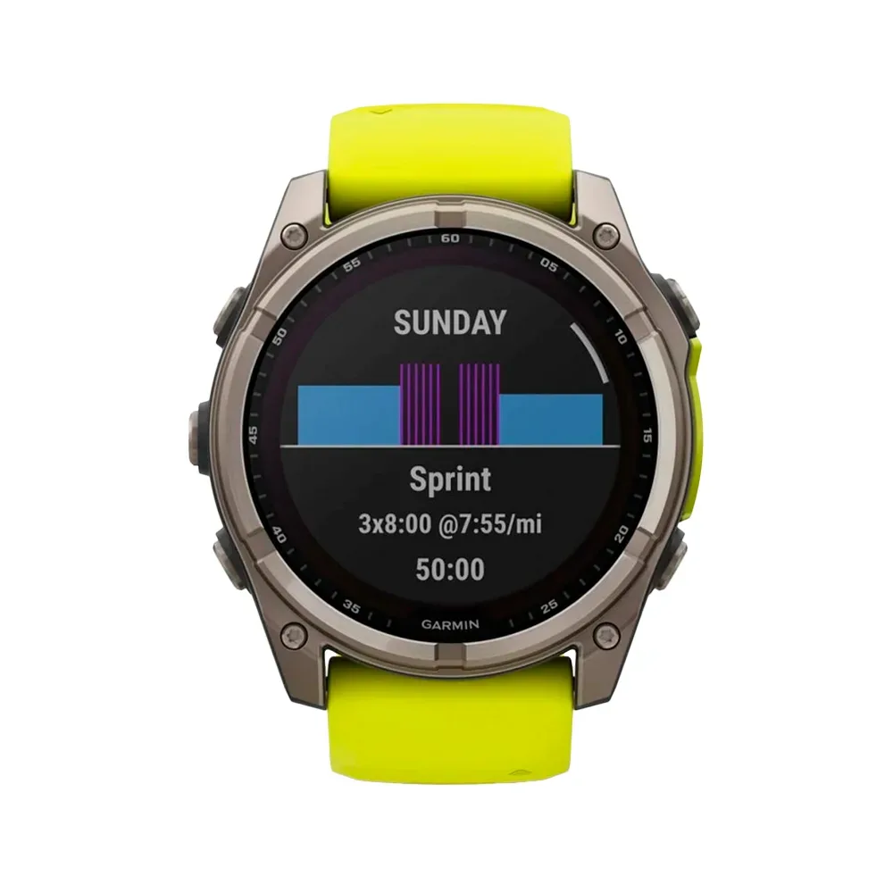 Умные часы Garmin Fenix 8, 51mm, Solar Sapphire Titanium Natural / Yellow Band (010-02907-21)