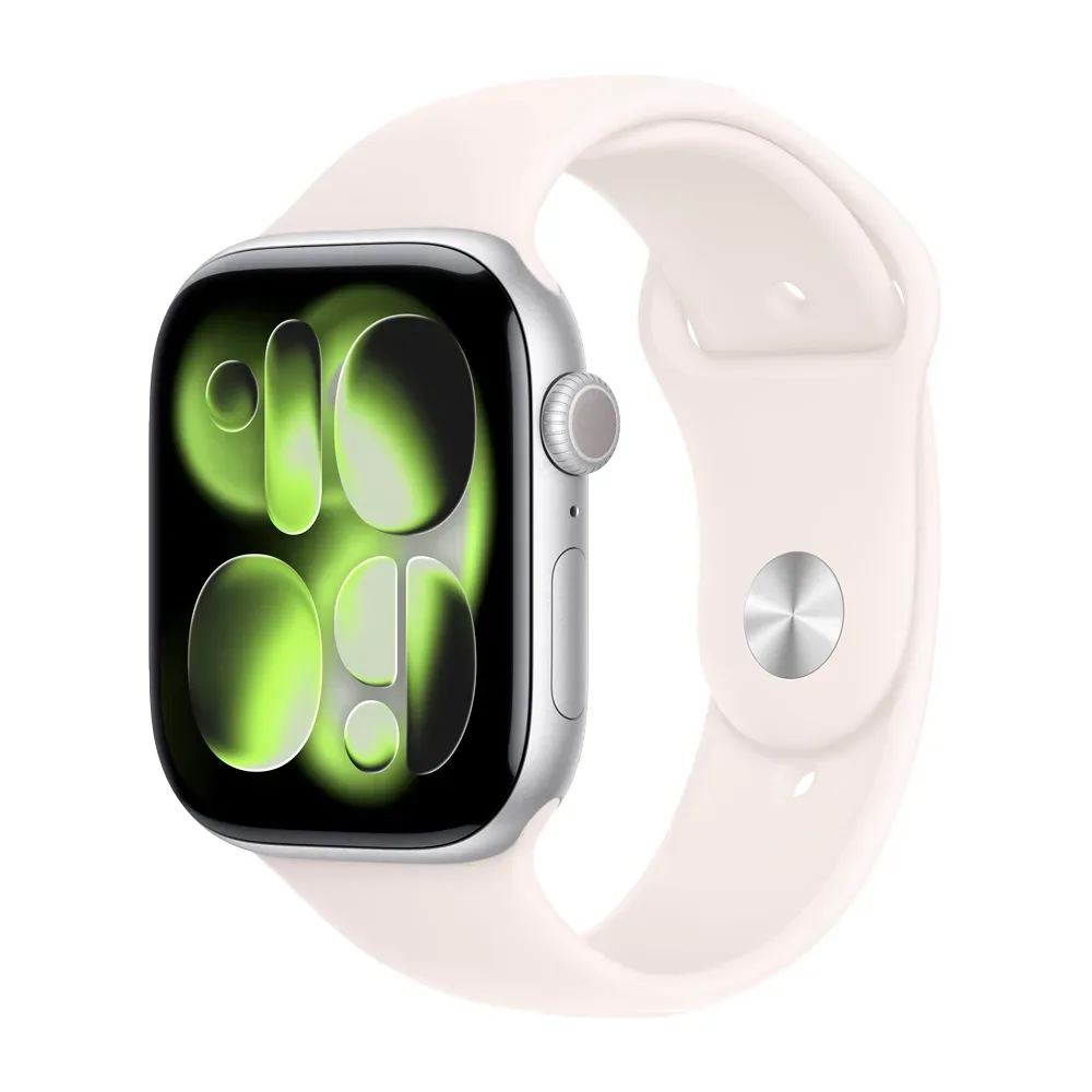 Умные часы Apple Watch Series 11 GPS, 46mm, Silver Aluminium Case with Light Blush Sport Band, S/M