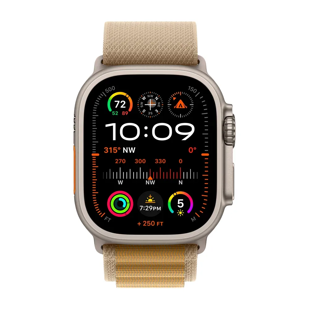 Умные часы Apple Watch Ultra 2 (2024) GPS + Cellular, 49mm, Natural Titanium Case with Tan Alpine Loop M, (Песочный)