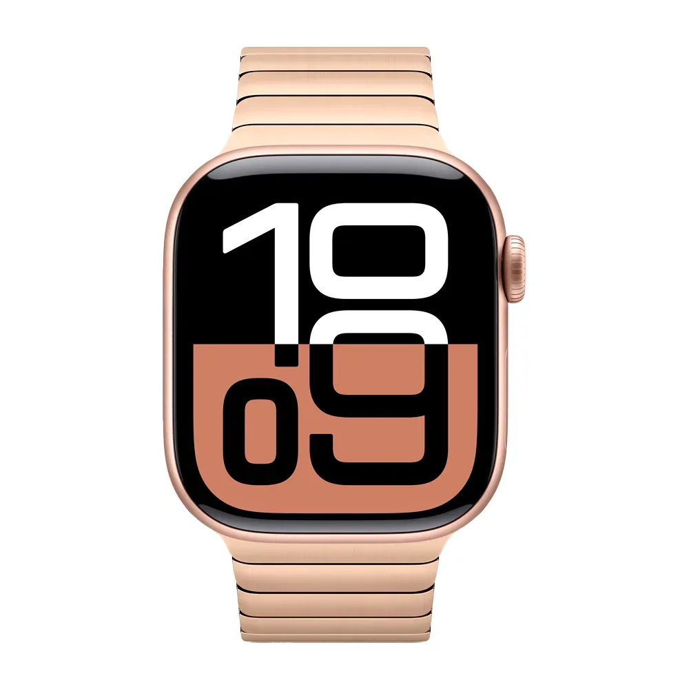 Умные часы Apple Watch Series 10 GPS, 42mm, Rose Gold Aluminium Case with Link Bracelet, Gold