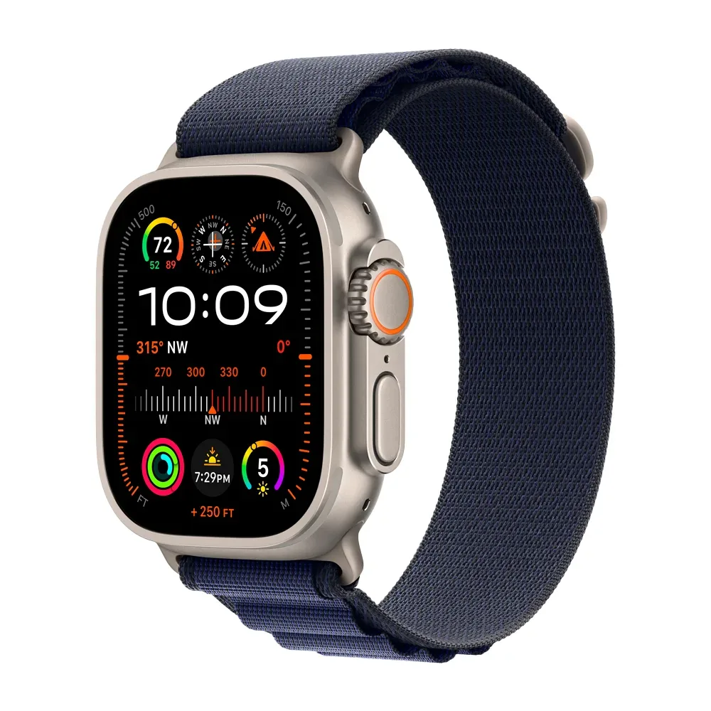 Умные часы Apple Watch Ultra 2 (2024) GPS + Cellular, 49mm, Natural Titanium Case with Navy Alpine Loop S, (Темно-синий)