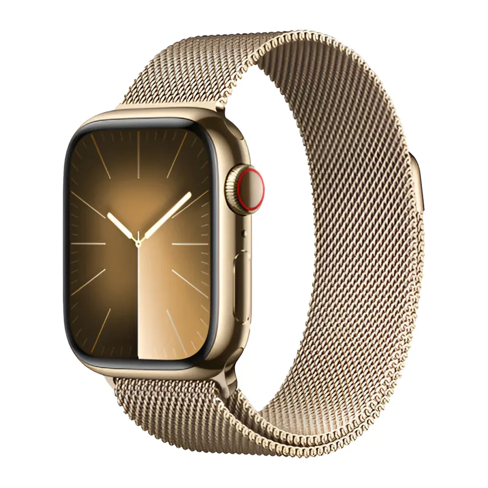 Умные часы Apple Watch Series 9 GPS + Cellular, 41mm, Stainless Steel Case with Gold Milanese Loop (Золотистый)