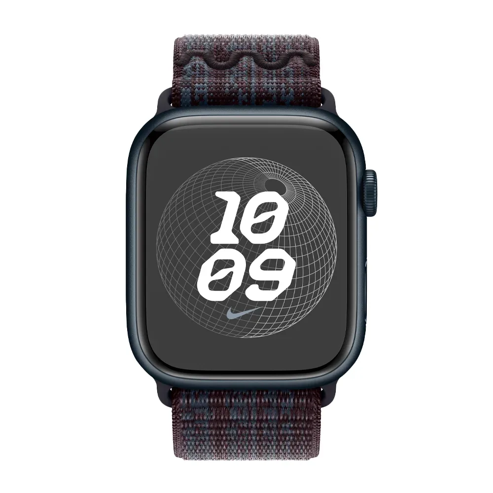 Умные часы Apple Watch Series 9 GPS, 45mm, Aluminium Case with Nike Sport Loop, Midnight/Black Blue (Темная ночь) MR9Q3/MUJX3
