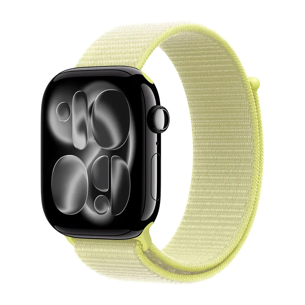 Умные часы Apple Watch Series 11 GPS, 46mm, Jet Black Aluminium Case with Neon Yellow Sport Loop