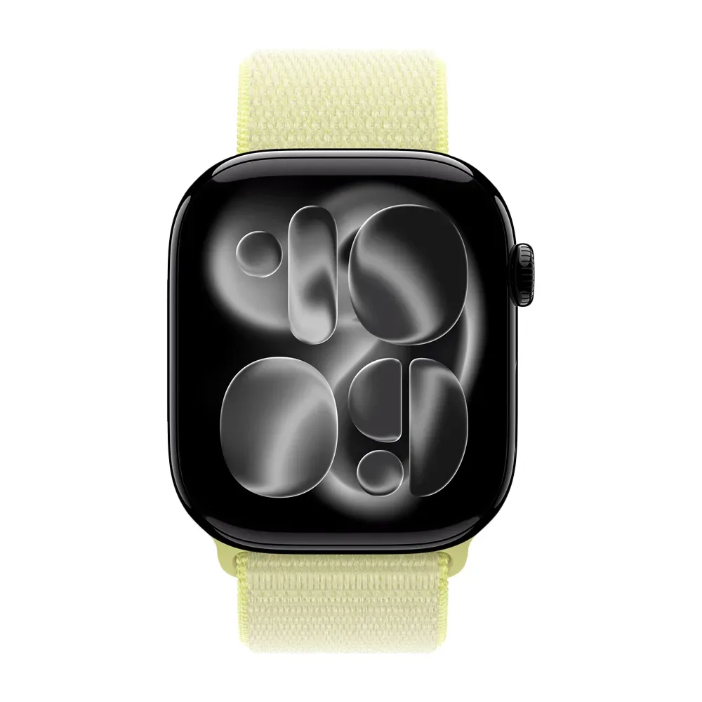Умные часы Apple Watch Series 11 GPS, 46mm, Jet Black Aluminium Case with Neon Yellow Sport Loop