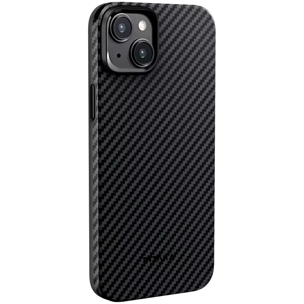Чехол из арамидного волокна с поддержкой MagSafe PITAKA MagEZ Case 4 1500D для iPhone 15, Black / Grey Twill (Cаржевое переплетение)