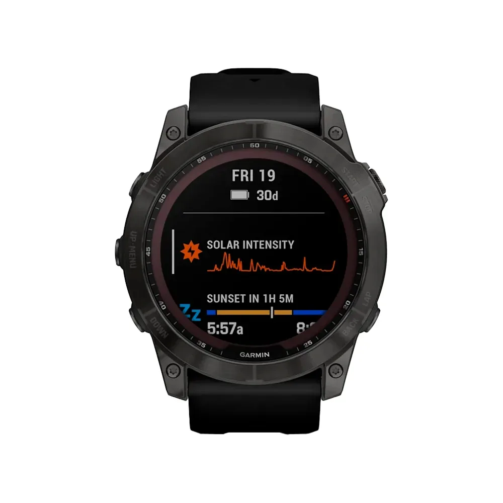 Умные часы Garmin Fenix 7X, 51mm, Sapphire Solar Carbon Gray DLC Titanium with Silicone Black Band (010-02541-11)