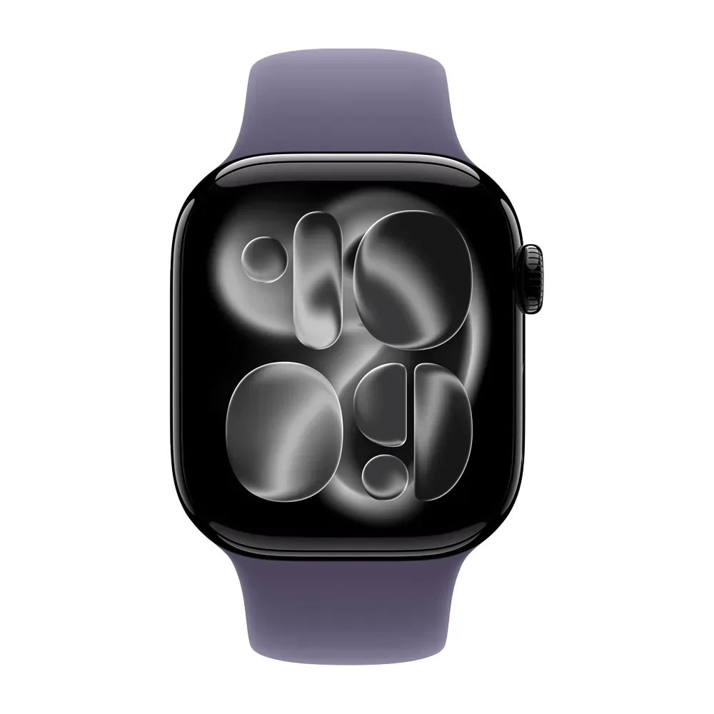Умные часы Apple Watch Series 11 GPS, 42mm, Jet Black Aluminium Case with Purple Fog Sport Band, S/M