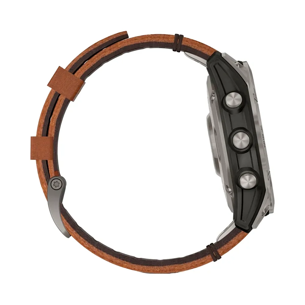 Умные часы Garmin Fenix 7 Pro, 47mm, Sapphire Solar Titanium Gray / Chestnut Leather Band (010-02777-30)