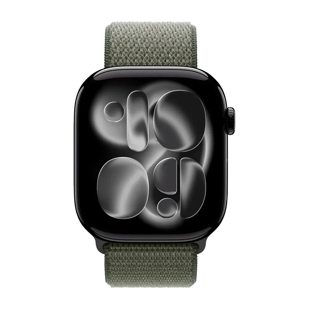 Умные часы Apple Watch Series 11 GPS, 46mm, Jet Black Aluminium Case with Forest Sport Loop