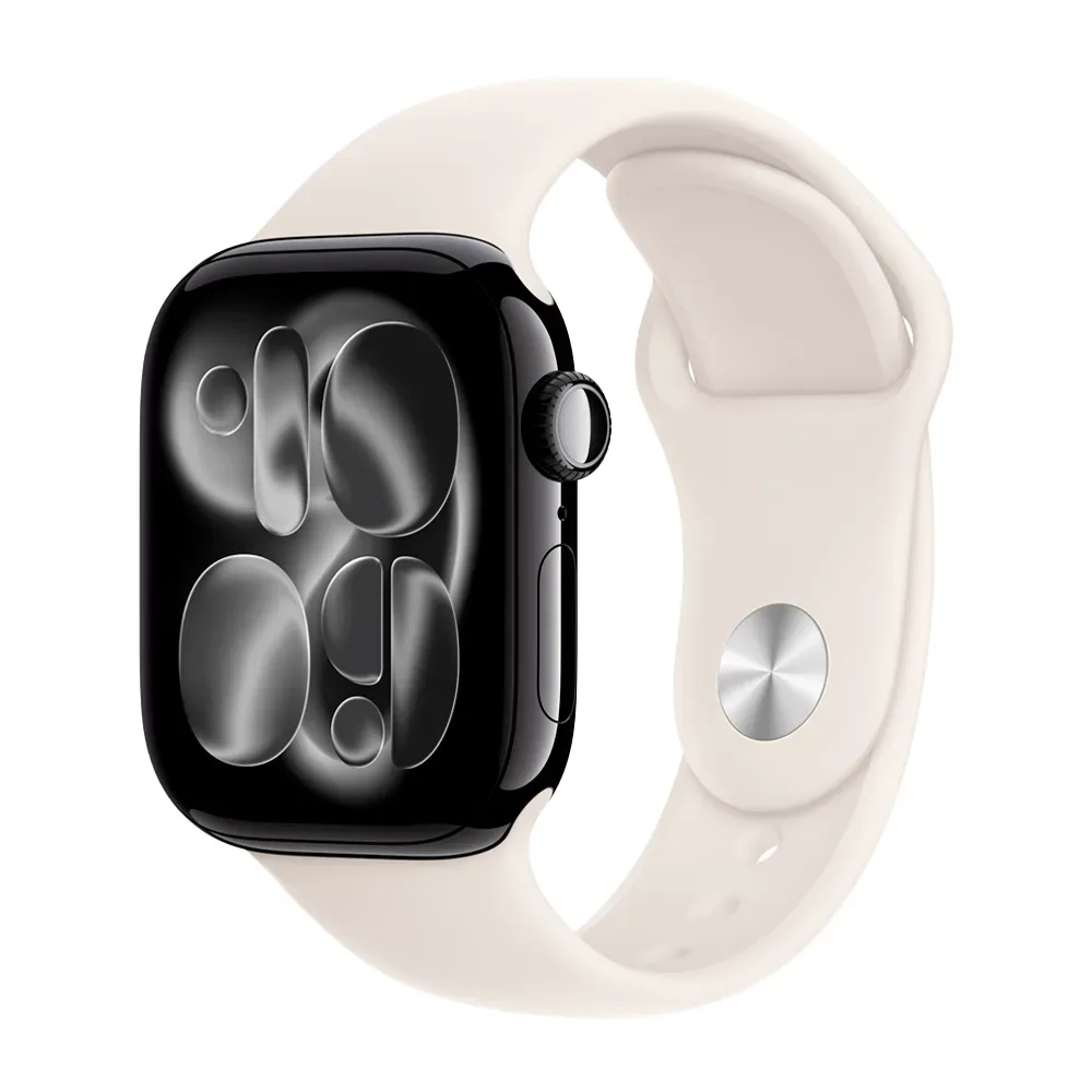 Умные часы Apple Watch Series 11 GPS, 42mm, Jet Black Aluminium Case with Starlight Sport Band, M/L