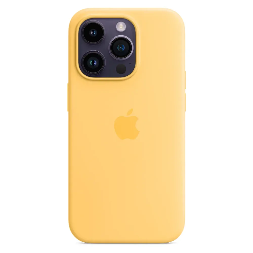 Силиконовый чехол с поддержкой MagSafe Apple Silicone Case для iPhone 14 Pro, Sunglow (Бледно-желтый)