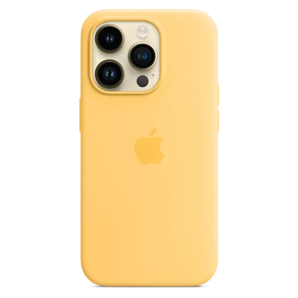 Силиконовый чехол с поддержкой MagSafe Apple Silicone Case для iPhone 14 Pro, Sunglow (Бледно-желтый)