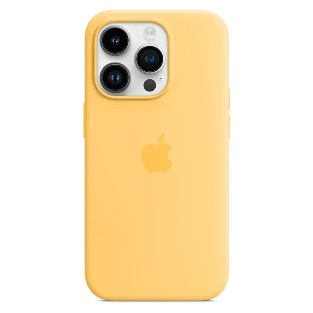 Силиконовый чехол с поддержкой MagSafe Apple Silicone Case для iPhone 14 Pro, Sunglow (Бледно-желтый)