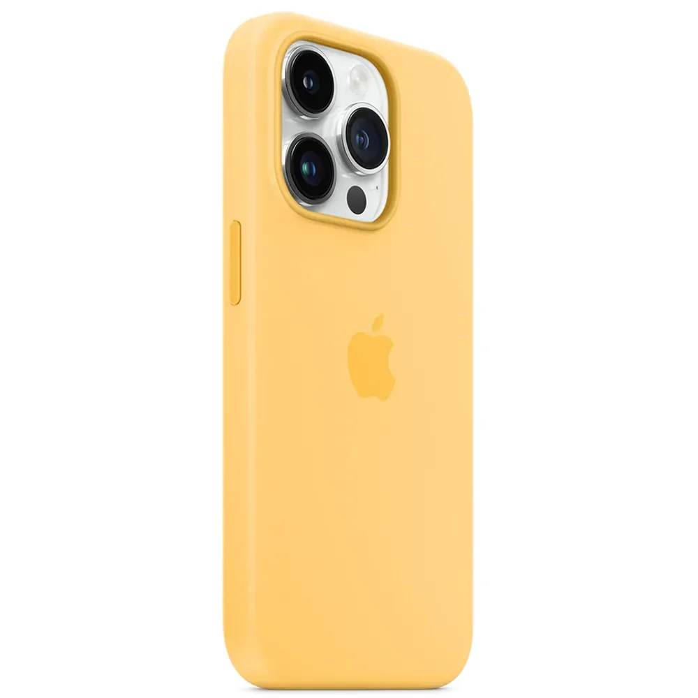 Силиконовый чехол с поддержкой MagSafe Apple Silicone Case для iPhone 14 Pro, Sunglow (Бледно-желтый)