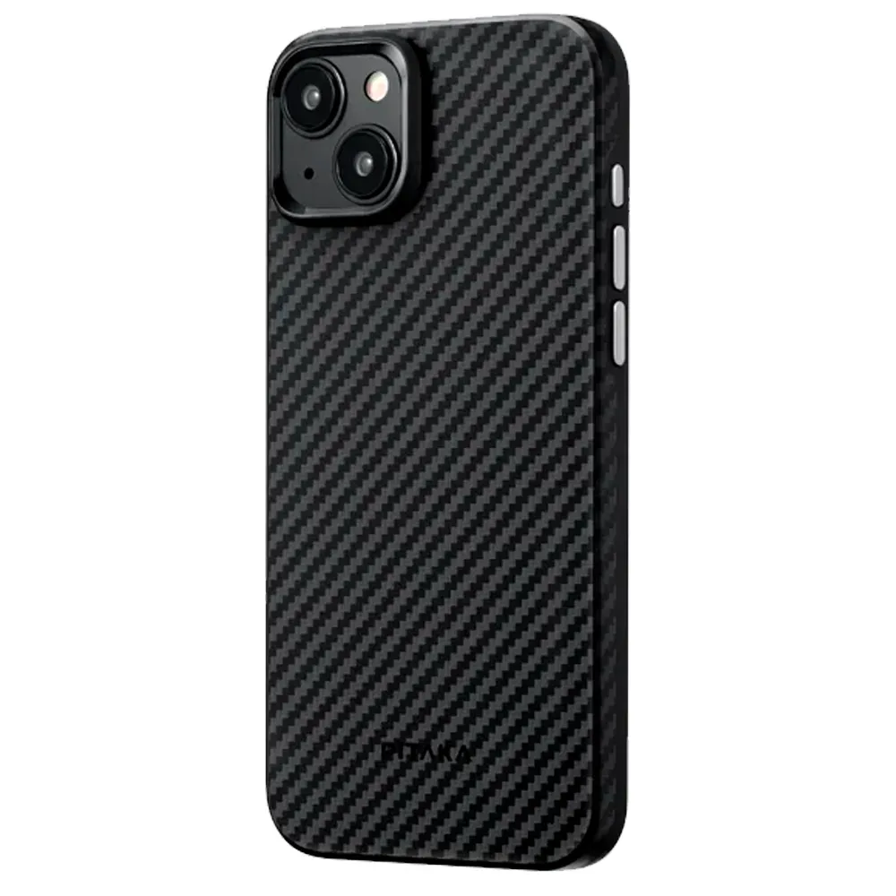 Чехол из арамидного волокна с поддержкой MagSafe PITAKA MagEZ Case Pro 4 1500D для iPhone 15 Plus, Black / Grey Twill (Cаржевое переплетение)