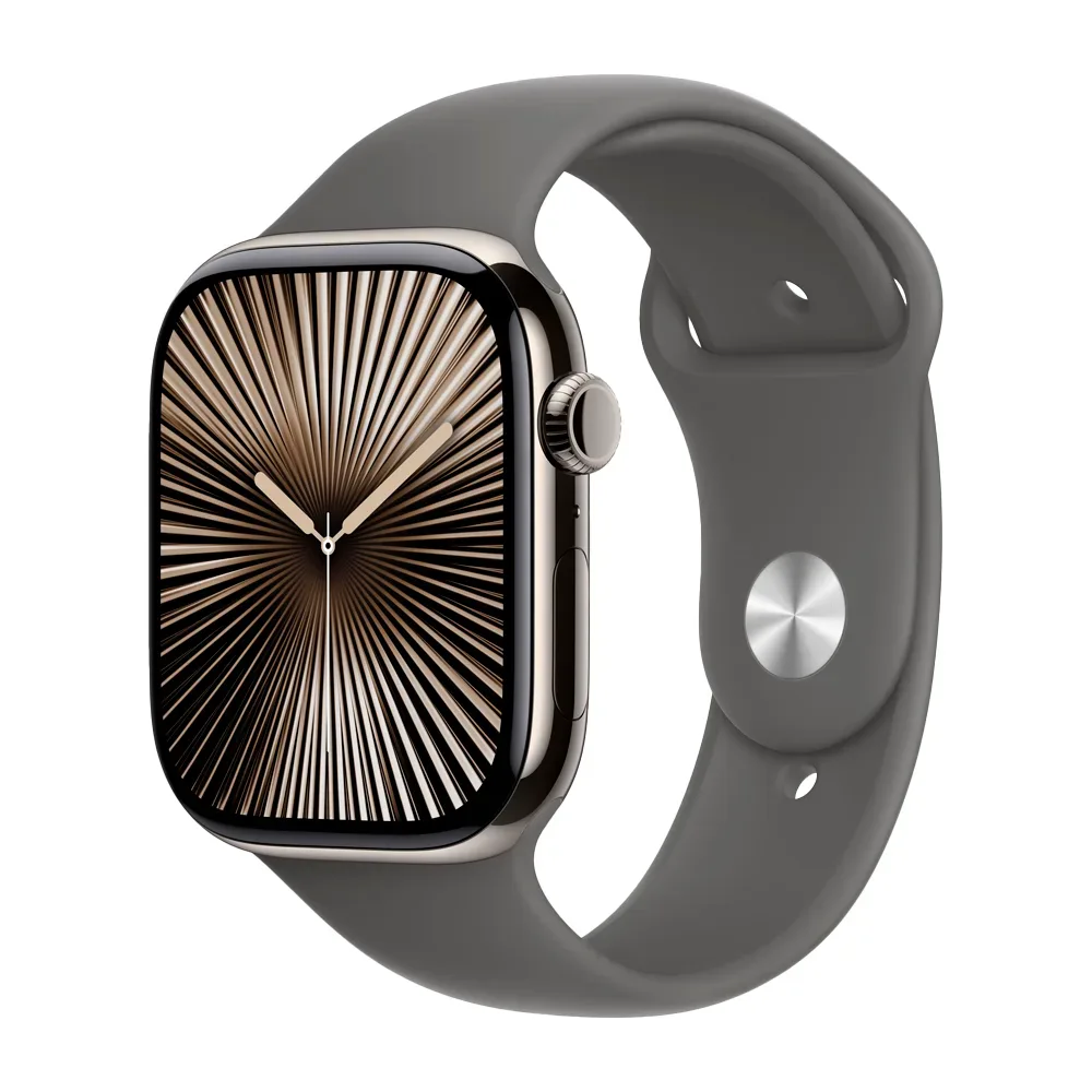Умные часы Apple Watch Series 10 GPS + Cellular, 46mm, Natural Titanium Case with Sport Band S/M, Stone Gray (Черный)