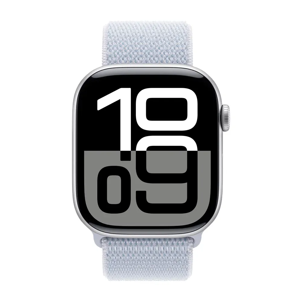 Умные часы Apple Watch Series 10 GPS, 46mm, Silver Aluminium Case with Sport Loop, Blue Cloud
