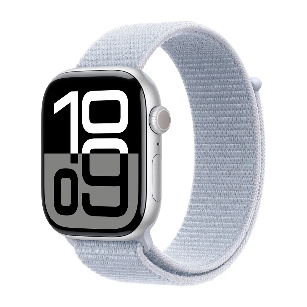 Умные часы Apple Watch Series 10 GPS, 46mm, Silver Aluminium Case with Sport Loop, Blue Cloud