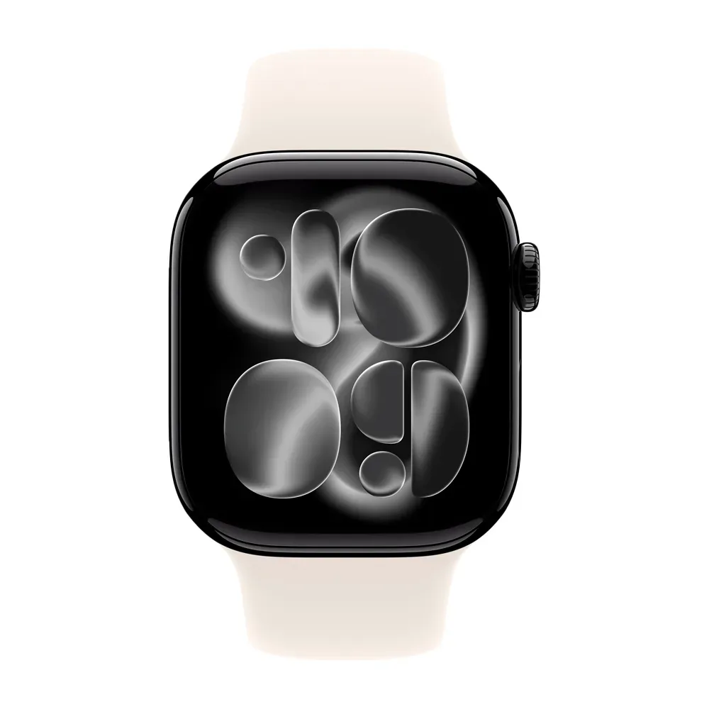 Умные часы Apple Watch Series 11 GPS, 42mm, Jet Black Aluminium Case with Starlight Sport Band, S/M